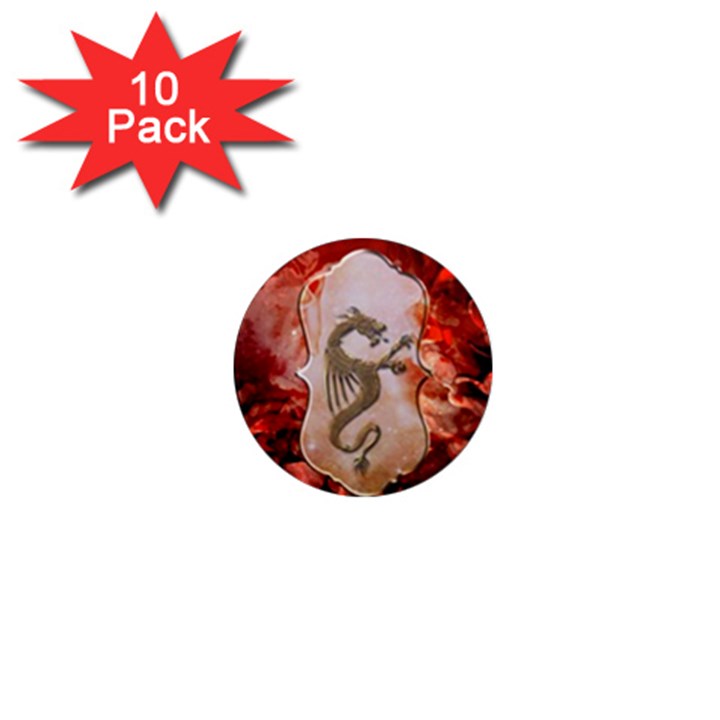 Wonderful Chinese Dragon With Flowers On The Background 1  Mini Magnet (10 pack) 