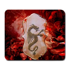 Wonderful Chinese Dragon With Flowers On The Background Large Mousepads by FantasyWorld7