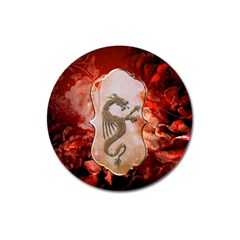 Wonderful Chinese Dragon With Flowers On The Background Magnet 3  (round) by FantasyWorld7