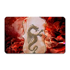 Wonderful Chinese Dragon With Flowers On The Background Magnet (rectangular) by FantasyWorld7