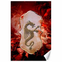 Wonderful Chinese Dragon With Flowers On The Background Canvas 20  X 30  by FantasyWorld7