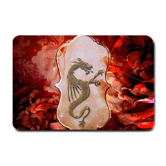 Wonderful Chinese Dragon With Flowers On The Background Small Doormat  by FantasyWorld7