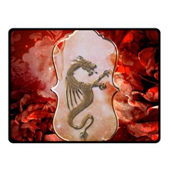 Wonderful Chinese Dragon With Flowers On The Background Fleece Blanket (small) by FantasyWorld7