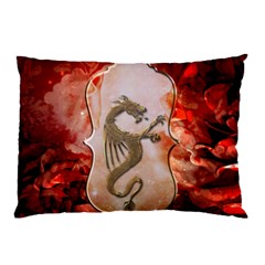 Wonderful Chinese Dragon With Flowers On The Background Pillow Case (two Sides) by FantasyWorld7