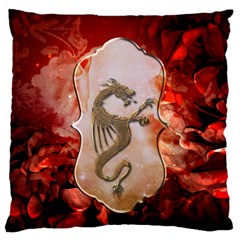 Wonderful Chinese Dragon With Flowers On The Background Large Cushion Case (one Side) by FantasyWorld7