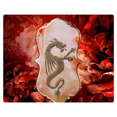 Wonderful Chinese Dragon With Flowers On The Background Double Sided Flano Blanket (medium)  by FantasyWorld7