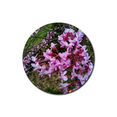 Redbud In April Rubber Coaster (round)  by Riverwoman