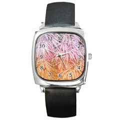 Fineleaf Japanese Maple Highlights Square Metal Watch by Riverwoman