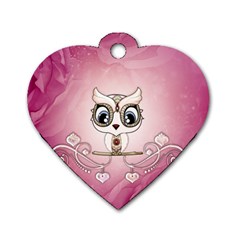 Cute Little Owl With Hearts Dog Tag Heart (one Side) by FantasyWorld7