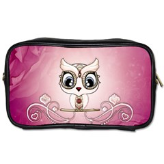 Cute Little Owl With Hearts Toiletries Bag (two Sides) by FantasyWorld7