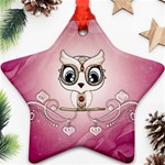 Cute Little Owl With Hearts Ornament (Star) Front