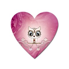 Cute Little Owl With Hearts Heart Magnet by FantasyWorld7