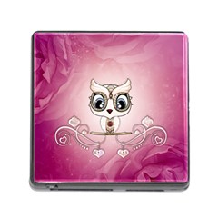 Cute Little Owl With Hearts Memory Card Reader (square 5 Slot) by FantasyWorld7