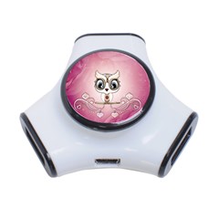 Cute Little Owl With Hearts 3-port Usb Hub by FantasyWorld7