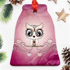 Cute Little Owl With Hearts Ornament (bell) by FantasyWorld7