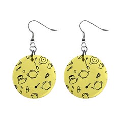 Tea Seamless Pattern Teatime Mini Button Earrings by Nexatart