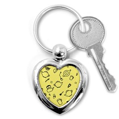 Tea Seamless Pattern Teatime Key Chain (heart) by Nexatart