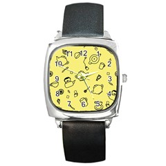 Tea Seamless Pattern Teatime Square Metal Watch by Nexatart