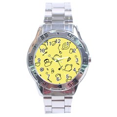 Tea Seamless Pattern Teatime Stainless Steel Analogue Watch by Nexatart