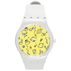 Tea Seamless Pattern Teatime Round Plastic Sport Watch (m) by Nexatart