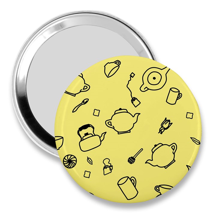 Tea Seamless Pattern Teatime 3  Handbag Mirrors