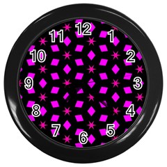 Pattern Stars Squares Texture Wall Clock (black) by Nexatart