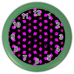 Pattern Stars Squares Texture Color Wall Clock by Nexatart