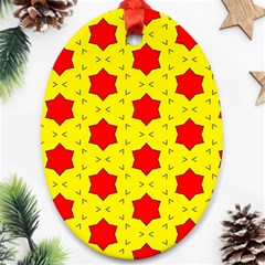 Pattern Red Star Texture Star Oval Ornament (two Sides) by Nexatart