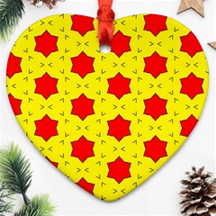 Pattern Red Star Texture Star Heart Ornament (two Sides) by Nexatart