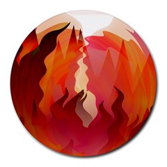 Fire Abstract Cartoon Red Hot Round Mousepads