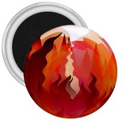 Fire Abstract Cartoon Red Hot 3  Magnets by Nexatart