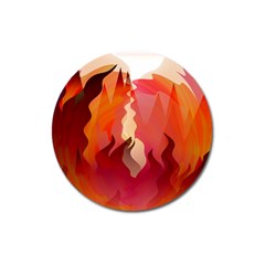 Fire Abstract Cartoon Red Hot Magnet 3  (round) by Nexatart