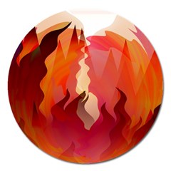 Fire Abstract Cartoon Red Hot Magnet 5  (round) by Nexatart