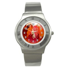 Fire Abstract Cartoon Red Hot Stainless Steel Watch by Nexatart