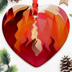 Fire Abstract Cartoon Red Hot Heart Ornament (two Sides) by Nexatart