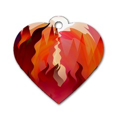 Fire Abstract Cartoon Red Hot Dog Tag Heart (one Side) by Nexatart