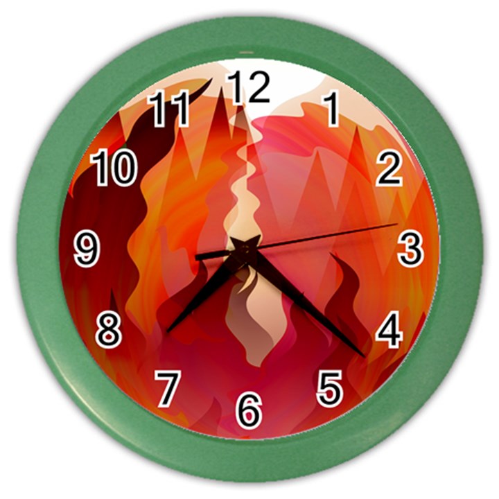 Fire Abstract Cartoon Red Hot Color Wall Clock