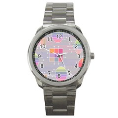 Pastels Shapes Geometric Sport Metal Watch by Nexatart