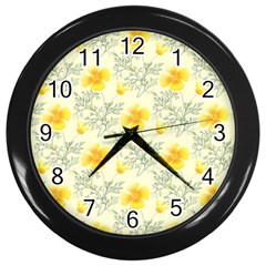 Floral Background Scrapbooking Wall Clock (black) by Nexatart