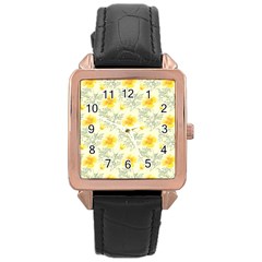 Floral Background Scrapbooking Rose Gold Leather Watch  by Nexatart