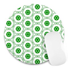 White Background Green Shapes Round Mousepads by Nexatart