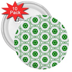 White Background Green Shapes 3  Buttons (10 Pack)  by Nexatart