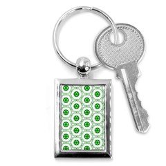 White Background Green Shapes Key Chain (rectangle) by Nexatart