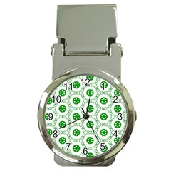 White Background Green Shapes Money Clip Watches