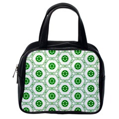 White Background Green Shapes Classic Handbag (one Side) by Nexatart