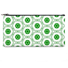 White Background Green Shapes Pencil Cases by Nexatart