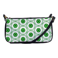 White Background Green Shapes Shoulder Clutch Bag by Nexatart