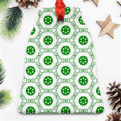 White Background Green Shapes Ornament (bell)