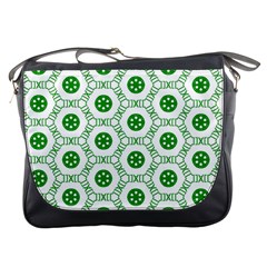 White Background Green Shapes Messenger Bag by Nexatart