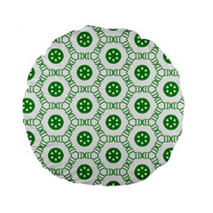 White Background Green Shapes Standard 15  Premium Round Cushions by Nexatart